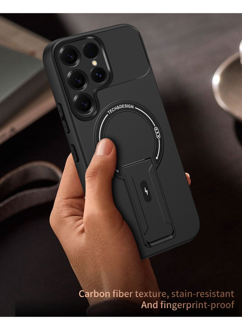 ثلاثة نمور لـ Samsung Galaxy S22 Ultra Case,شعور صديق للجلد,مقاومة بصمات الأصابع,شحن اللاسلكي المغناطيسي الحواف الناعمة الحفاظ على حالة الهاتف لـ Samsung Galaxy S22 Ultra, أسود. - Image 4